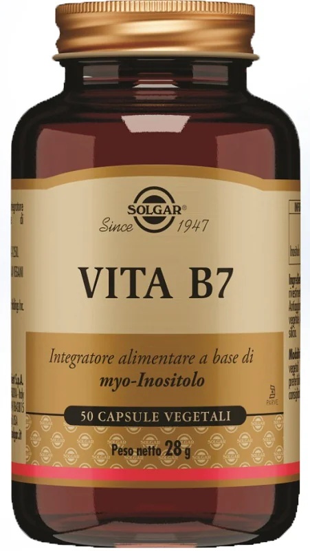Voedingssupplement SOLGAR Vita B7 50 plantaardige capsules met myo-inositol