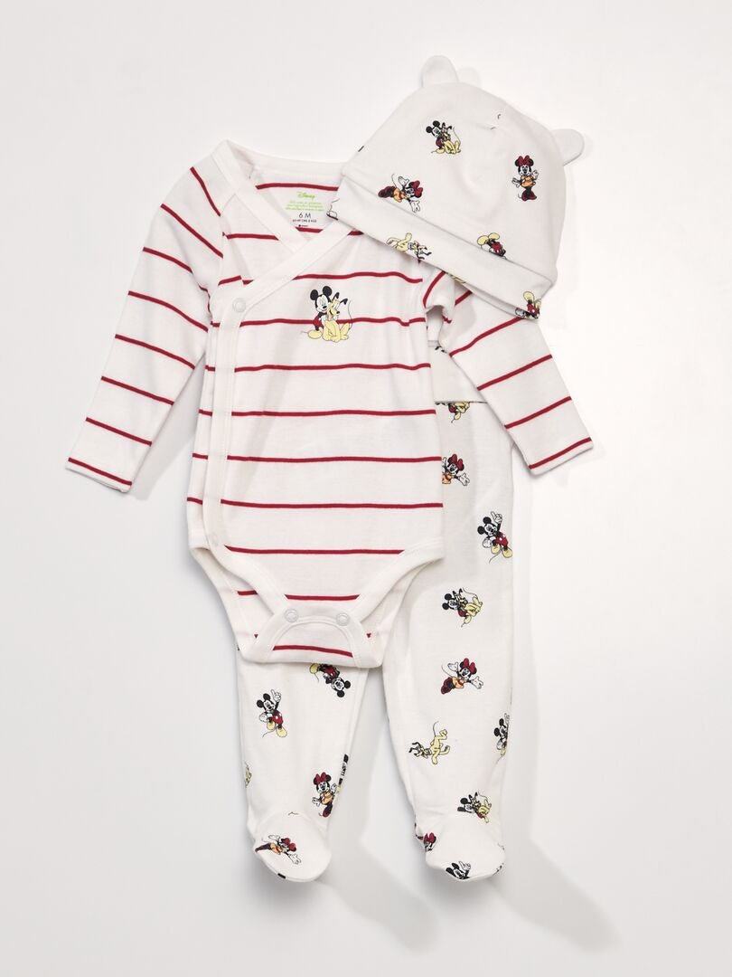 3-delige set - Bodysuit + legging + 'Minnie'-muts - WIT