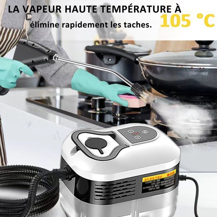 Nettoyeur à vapeur haute pression,1500W,105 °C/3,5 Bar,réglable 1à 6,chauffage 15 secondes,1200 ml,pour Voiture,Cuisine et Meubles