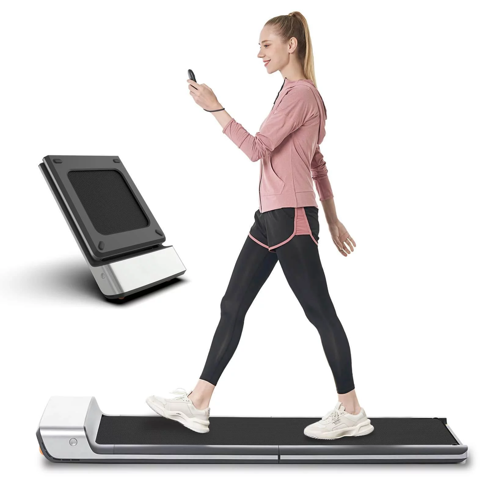 WalkingPad-taittuva juoksumatto, erittäin ohut taittuva juoksumatto, älykäs taittuva kävelymatto, kannettava turvallisuus, ei pidikettä, kuntosali ja juoksulaite, P1, harmaa, 0,5–3,72 MPH