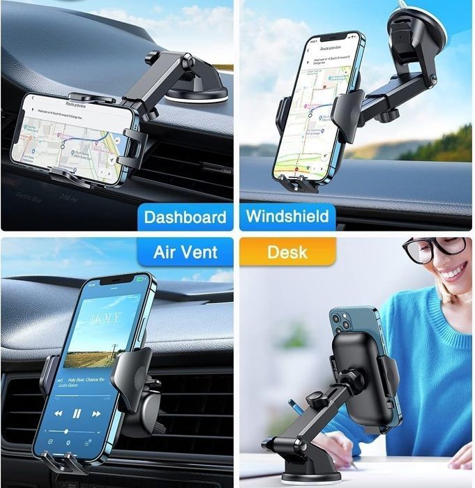 Soporte para teléfono de coche, soporte con ventosa para parabrisas y salpicadero, compatible con smartphones de 4,0'' a 7,0''.