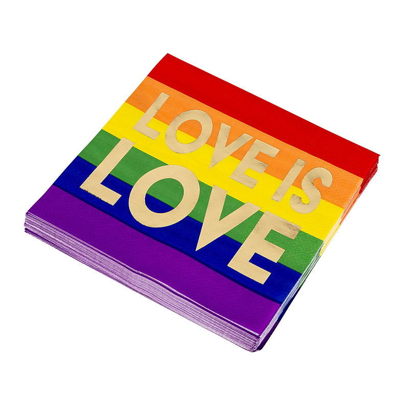 Servetten 33x33 cm, regenboog met gouden opdruk