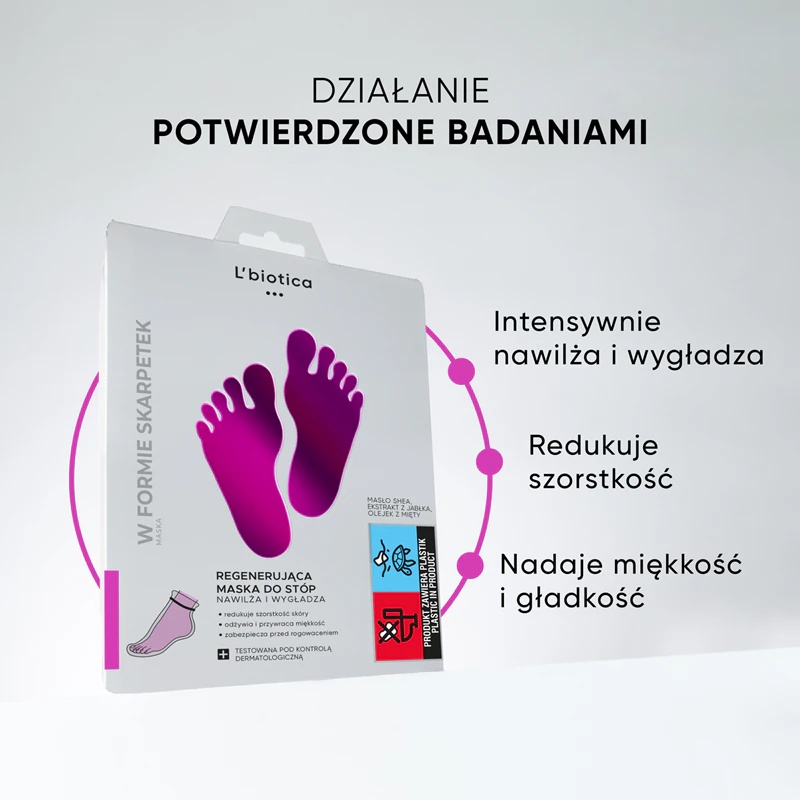 L'biotica Masks atjaunojoša pēdu maska zeķu veidā