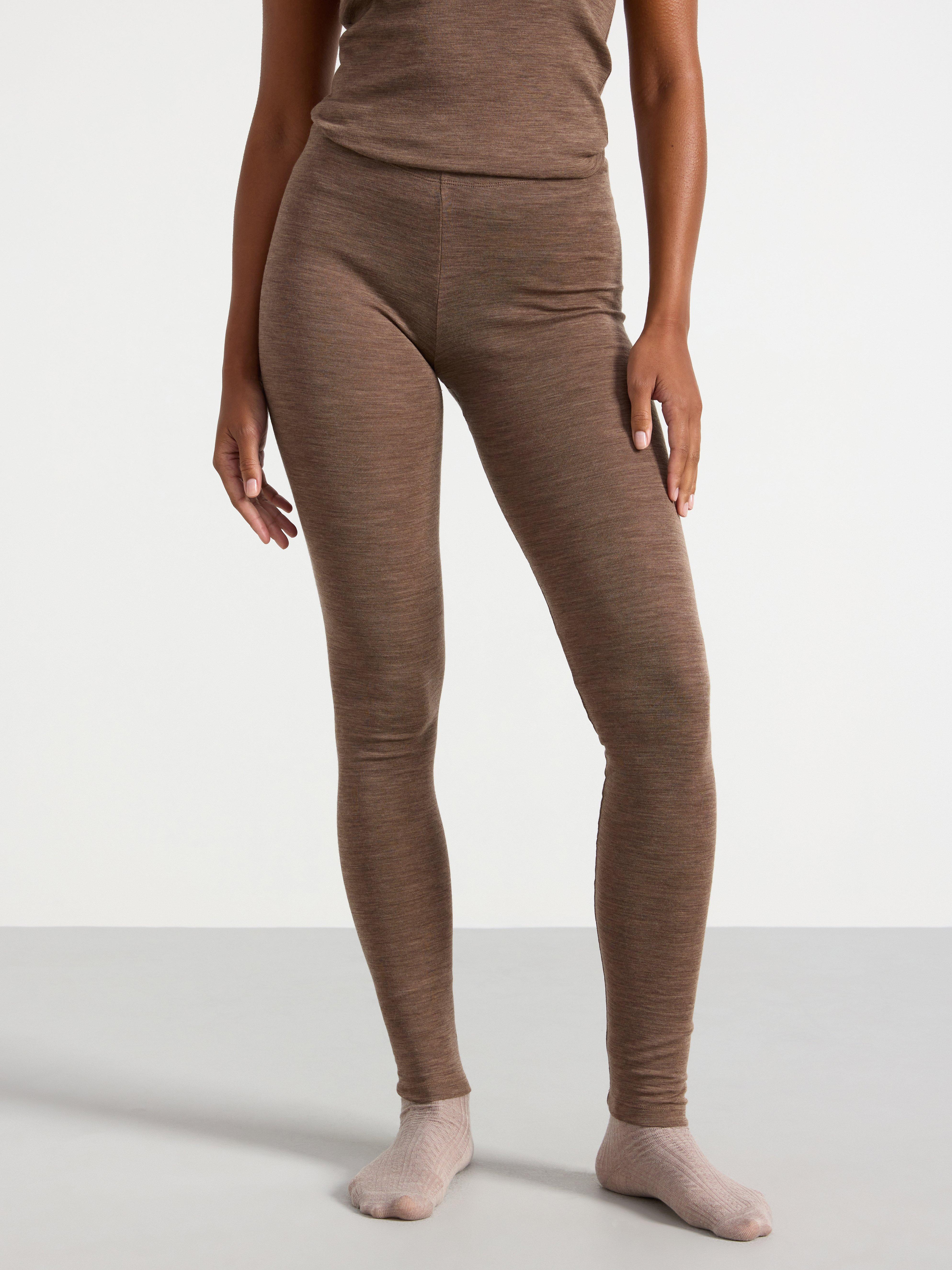 Leggings en laine mérinos marron chiné