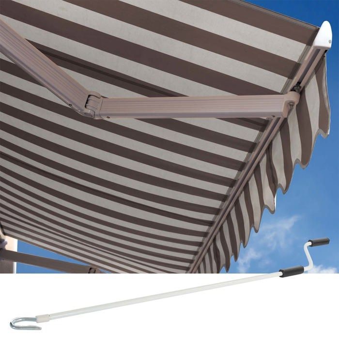 Toboli Store banne rétractable manuel – 3 x 2,5 m – Anthracite blanc – Montage mural – Marquise solaire Auvent Pare-soleil pour terr