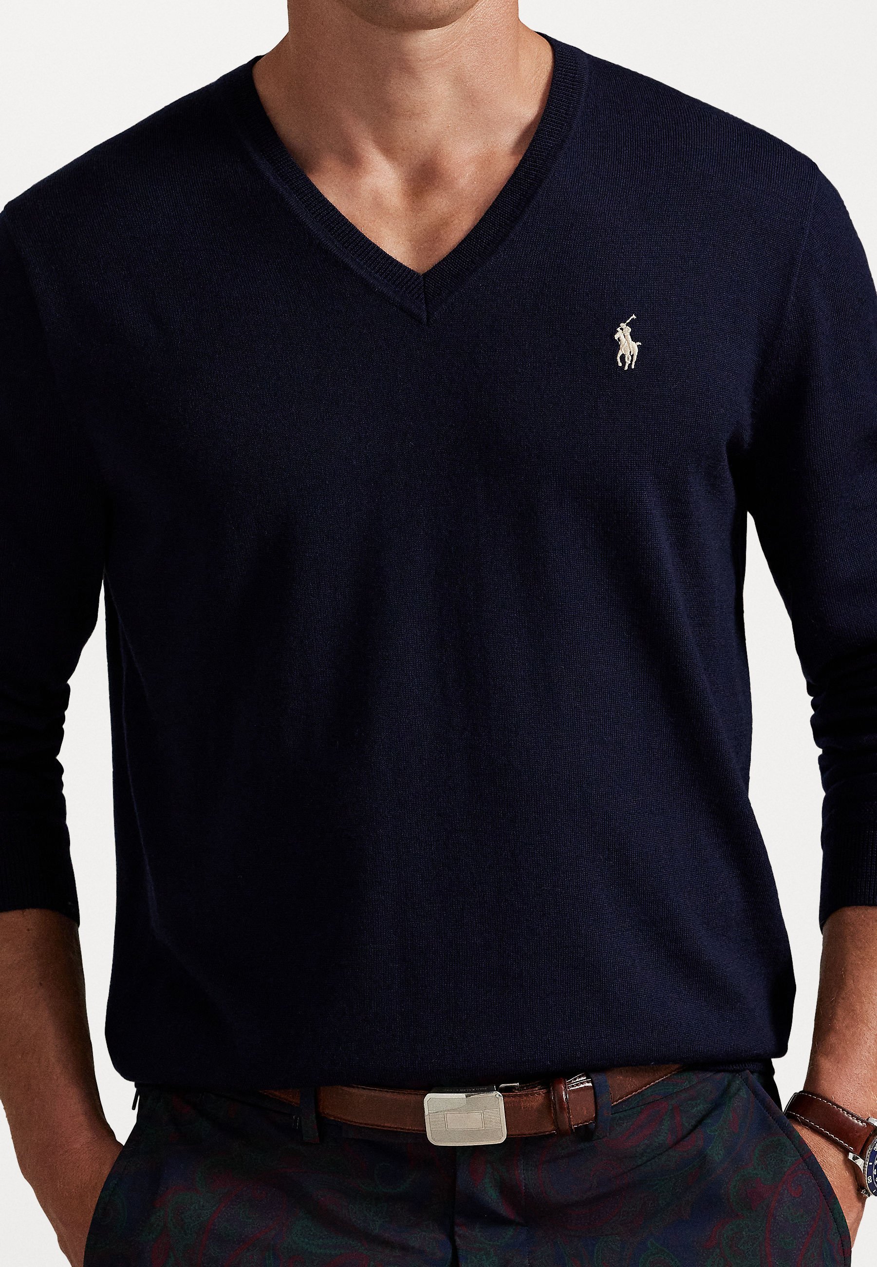 Polo Ralph Lauren PERFORMANCE V-HALS TRUI - Trui - verfijnd marineblauw