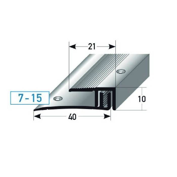 Profilé de finition Stratifié H 7 15 mm L 21mm Alu anodisé Percé-Aspect Acier