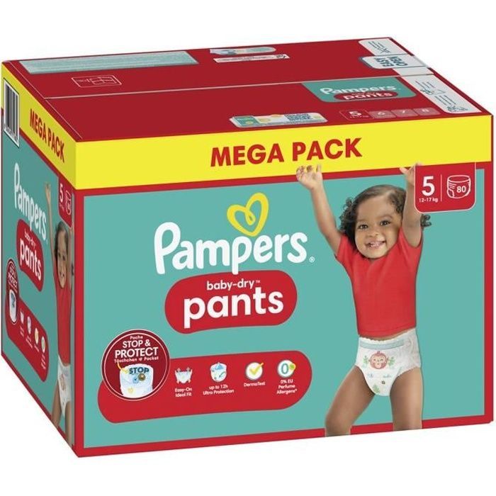 PAMPERS BABY DRY PANTS Size 5 - 80 Diapers - 12/17 kg