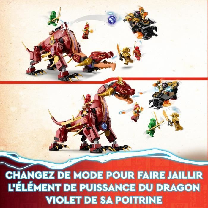 LEGO® NINJAGO 71793 Drago di Lava Trasformabile Heatwave, Giocattolo Drago con Minifigure