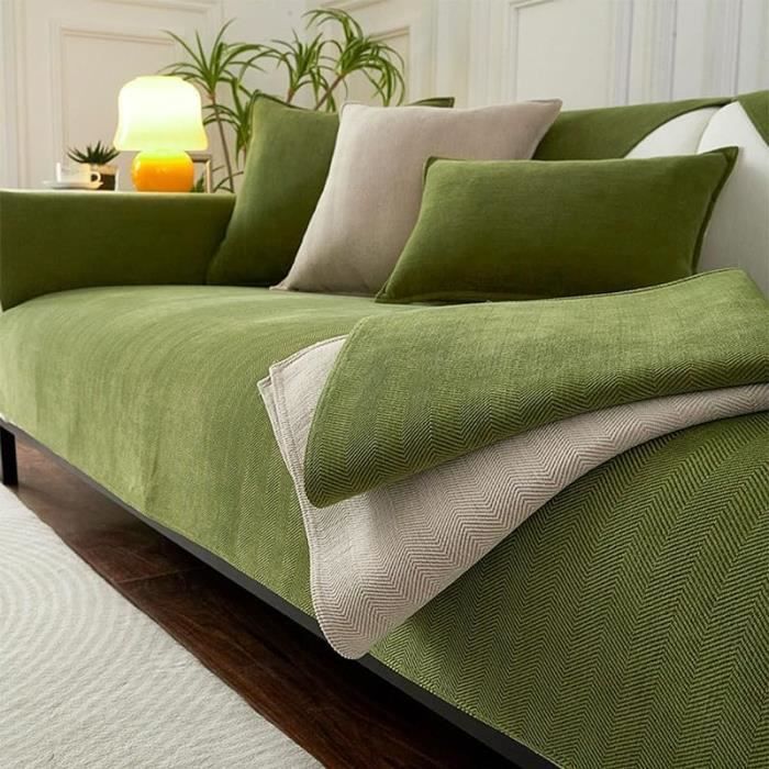 Housse de canapé - AUTREMENT - Chevron Chenille - Beige - 70x70 cm - Lavable en machine