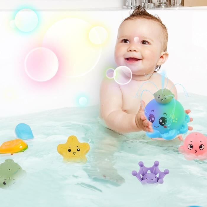Juguetes de baño para bebés - Juegos de baño para bebés y niños de 1, 2, 3 y 4 años - Juguete rociador de agua con forma de pez