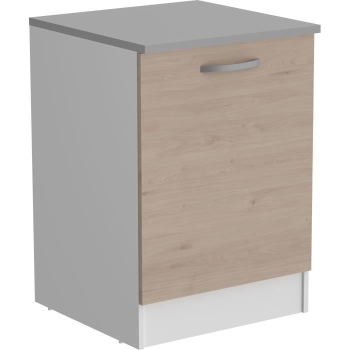 OSLO Unterschrank mit 1 Tür + Arbeitsplatte – Ausführung: Jackson Oak – B 60 x T 60 x H 86 cm