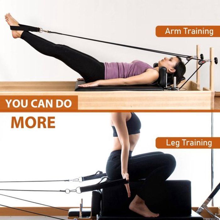 Sangles de Pilates - Sangles à double anneau en D pour Reformer Pilates, rembourrées, pour entraînement à domicile, lot de 2, bleues
