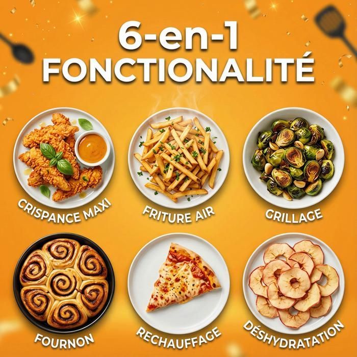 Vulcanterre Airfryer 8019D 10L (2 x 4,5L uitneembare dubbele mandjes) 2000W Gezond koken Multifunctioneel