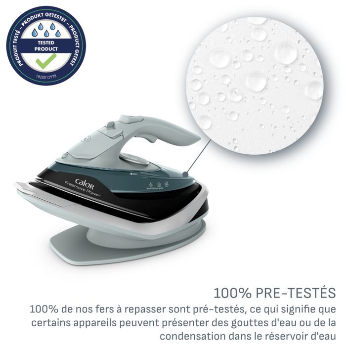 Ferro da stiro a vapore senza fili Calor Freemove Power, 2600 W, emissione di vapore continua 40 g/min, getto vapore 220 g/min, efficiente, leggero, FV6672C0