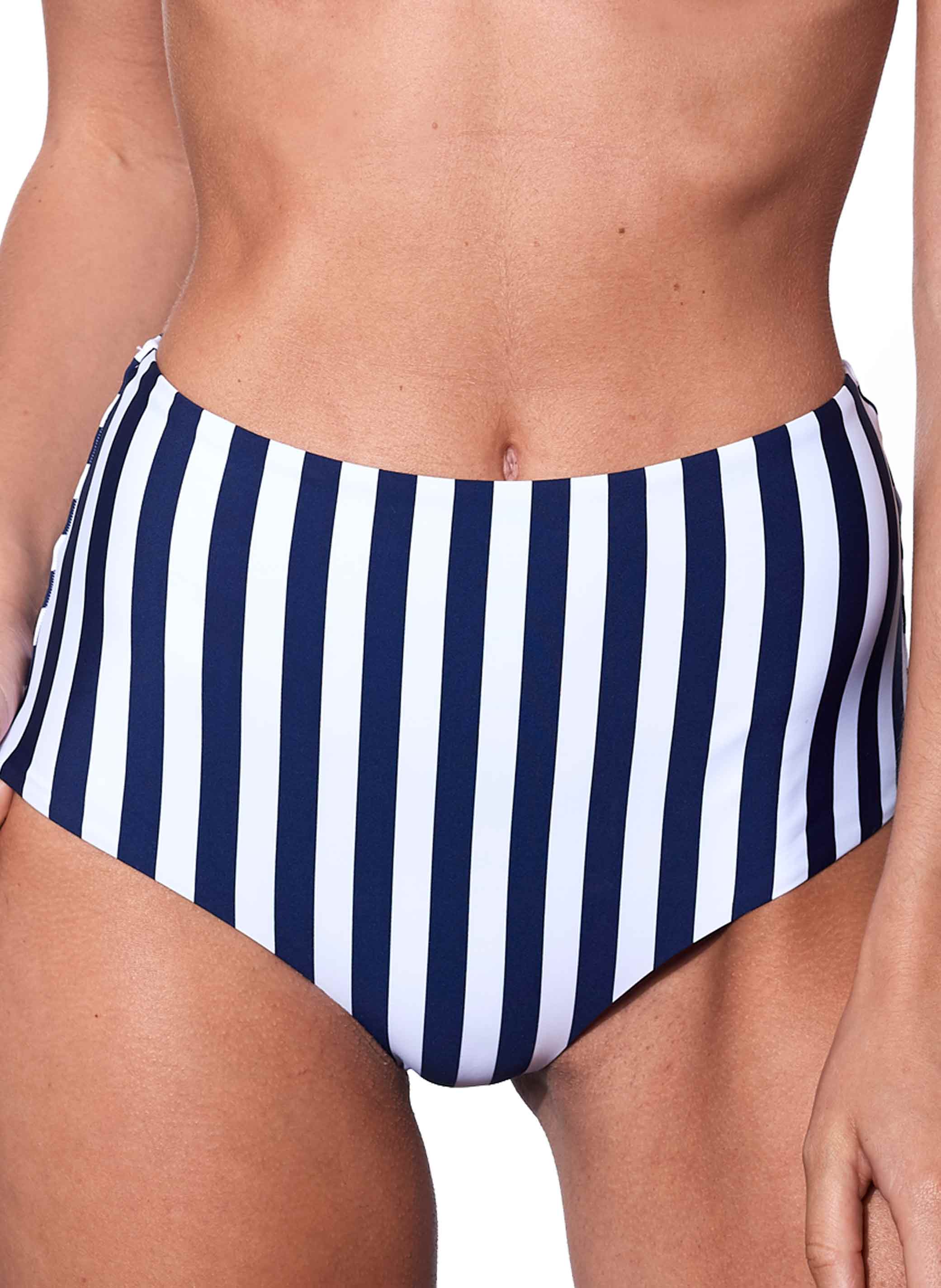 Hoog model badslip met gestreepte print
