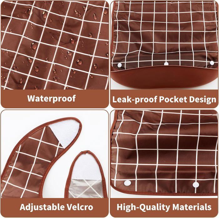 Conjunto de baberos de 3 piezas para adultos, baberos para personas mayores, baberos impermeables y lavables para adultos, personas mayores y personas con discapacidad.