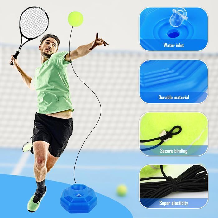 Entrenador de tenis portátil con 3 pelotas de rebote, equipo práctico para el autoentrenamiento.