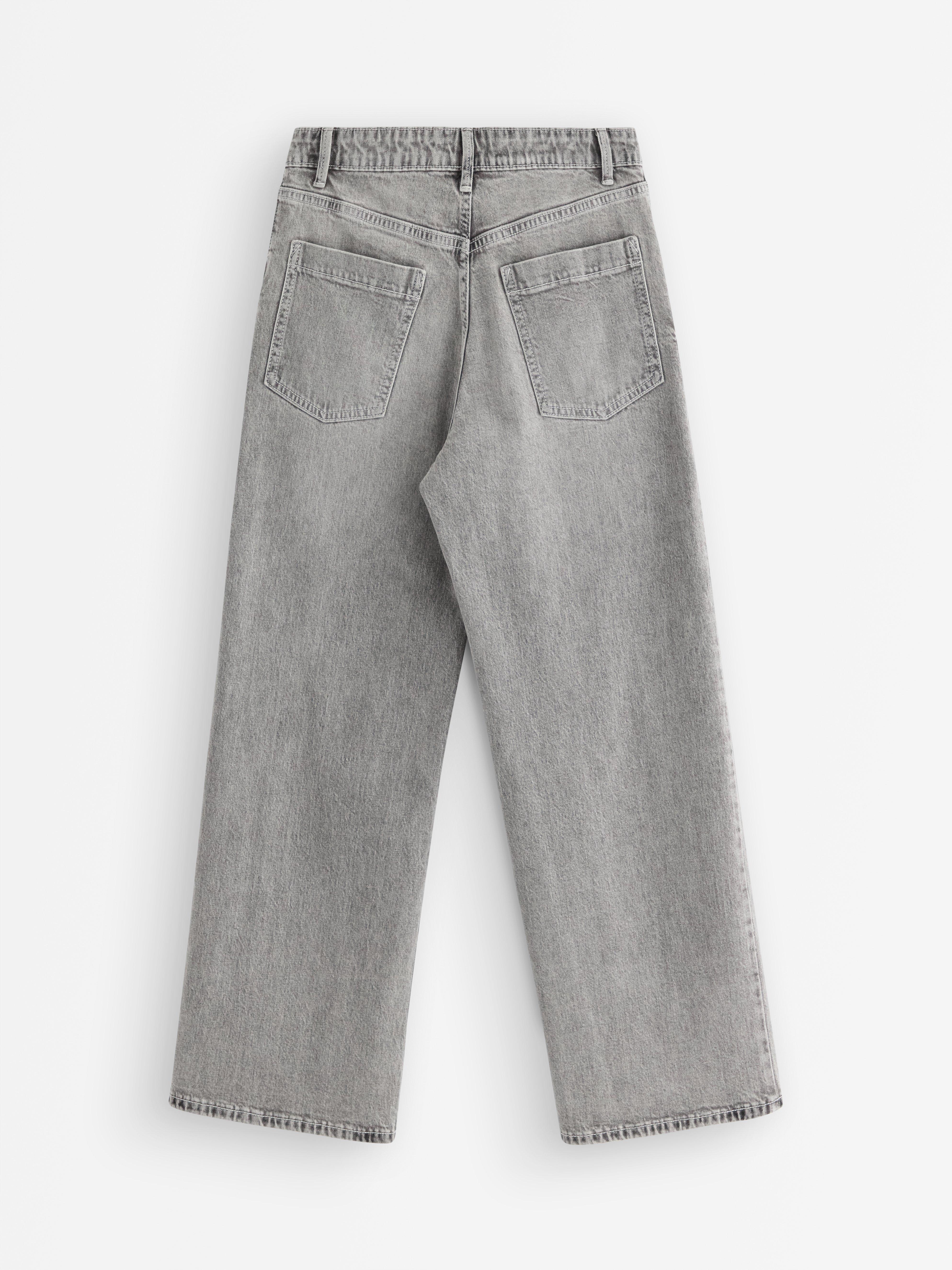 Pantalones vaqueros VEGA de pierna ancha, color gris.