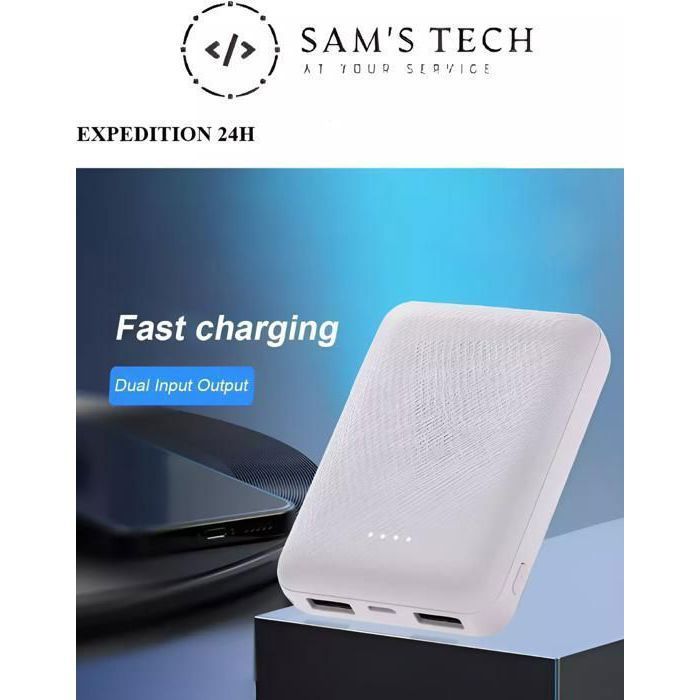 Batterie Externe 5000mah Power Bank Charge Rapide avec 2 ports USB Blanc