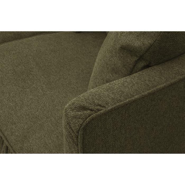 Sofá fijo de 4 plazas CONSTANCE - Tapizado verde - Patas de madera maciza - Ancho 212 x Alto 87 x Profundidad 93 cm