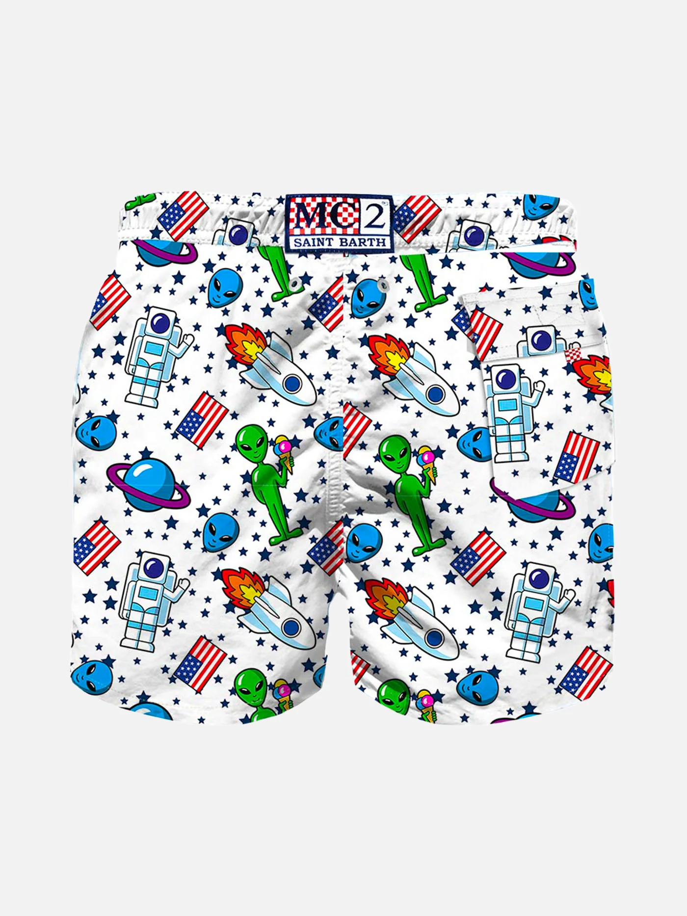 Traje de baño para niño con estampado espacial