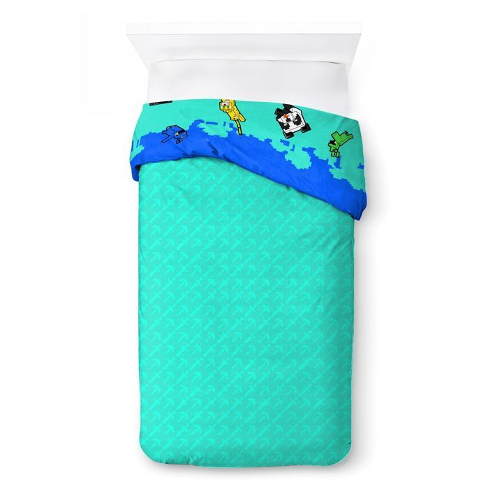 Juego de ropa de cama infantil Minecraft Creative Mode, 140x200 cm, 100% algodón, cama individual