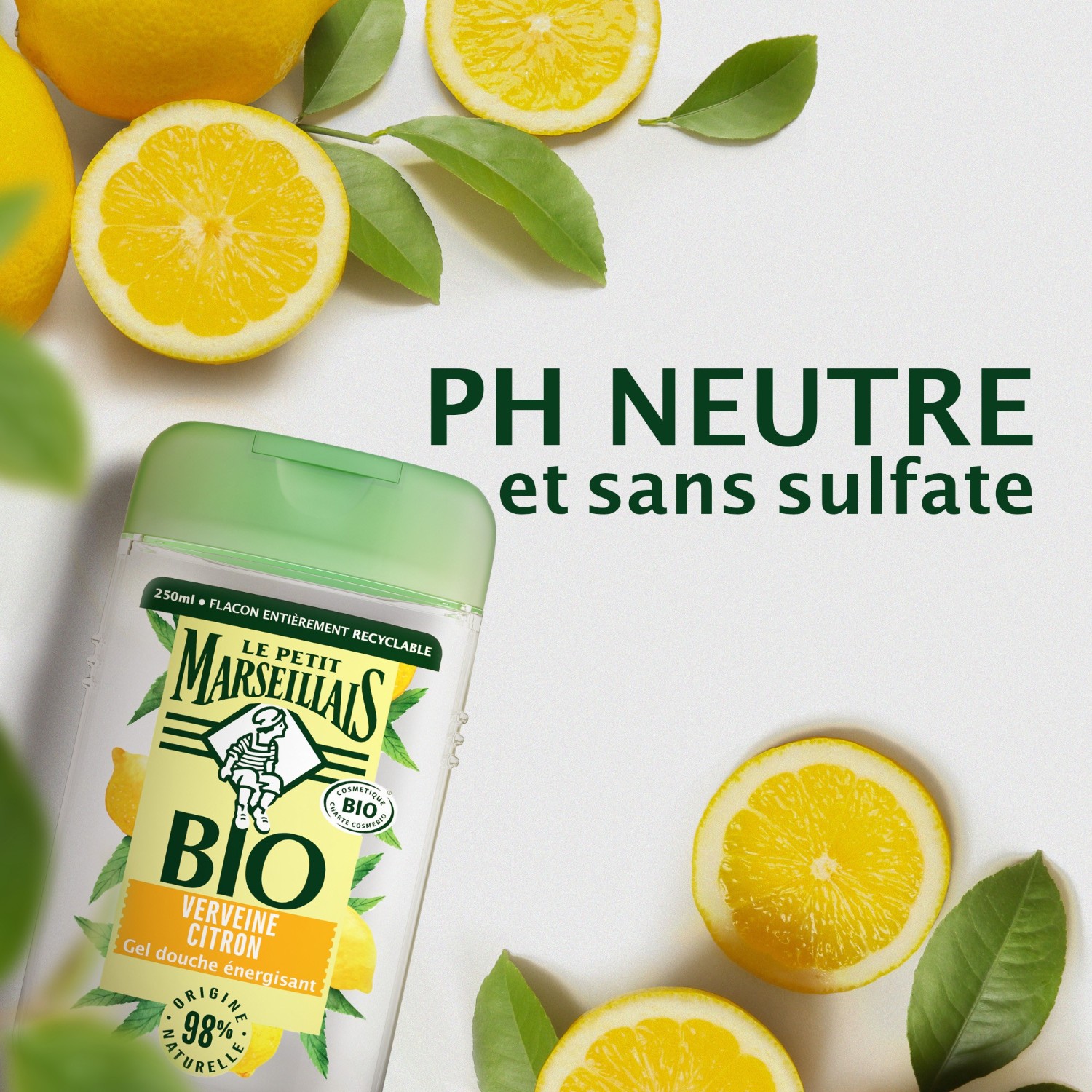 Le Petit Marseillais Gel Douche Bio Energisant[[,]] au pH neutre[[,]] Verveine Citron[[,]]