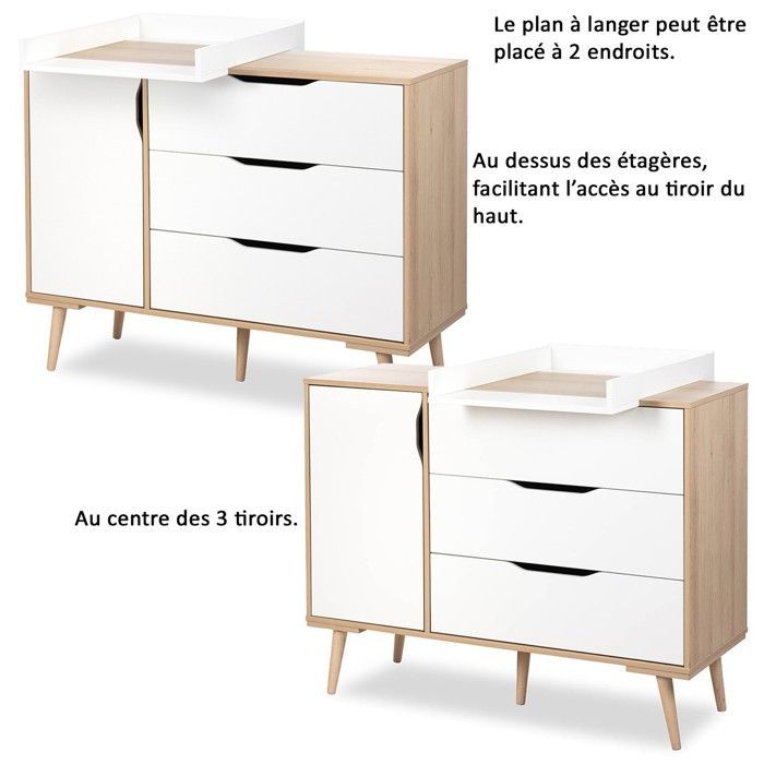 SOFIE Scandinavian Style Changing Table and Baby Cot Set 120x60 White