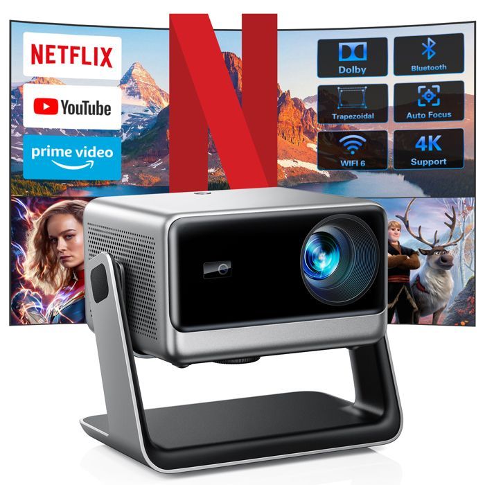 Proyector Konsoefuly 2026 4K WiFi Bluetooth con Netflix, Dolby, 30000 lúmenes, portátil, HDMI, USB, iOS, Android TV Stick y compatible con PS5.