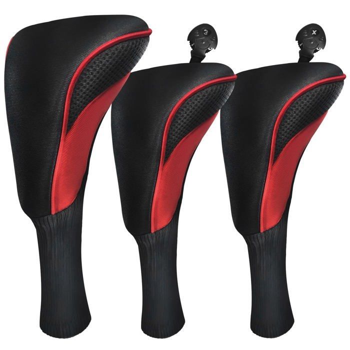 Fundas para palos de golf para maderas de calle, driver e híbrido, con etiquetas numeradas intercambiables y collar de malla largo,