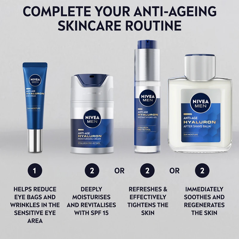NIVEA MEN hialurono rūgšties paakių kremas vyrams nuo maišelių ir raukšlių