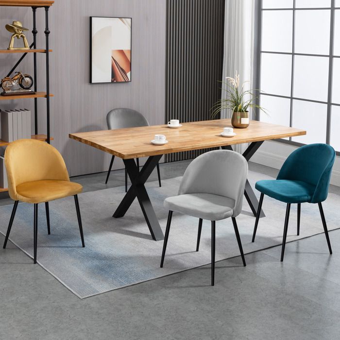 HOMCOM - Dining Chair - Velvet - 49x50x77cm - Multicolored