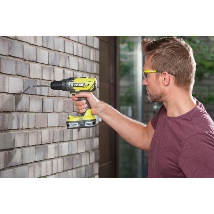 RYOBI - Taladro percutor inalámbrico ONE+ de 18 V - 50 Nm - 500-1800 RPM + batería de 4,0 Ah, cargador de 2,0 A, bolsa - R18PD3-140SA