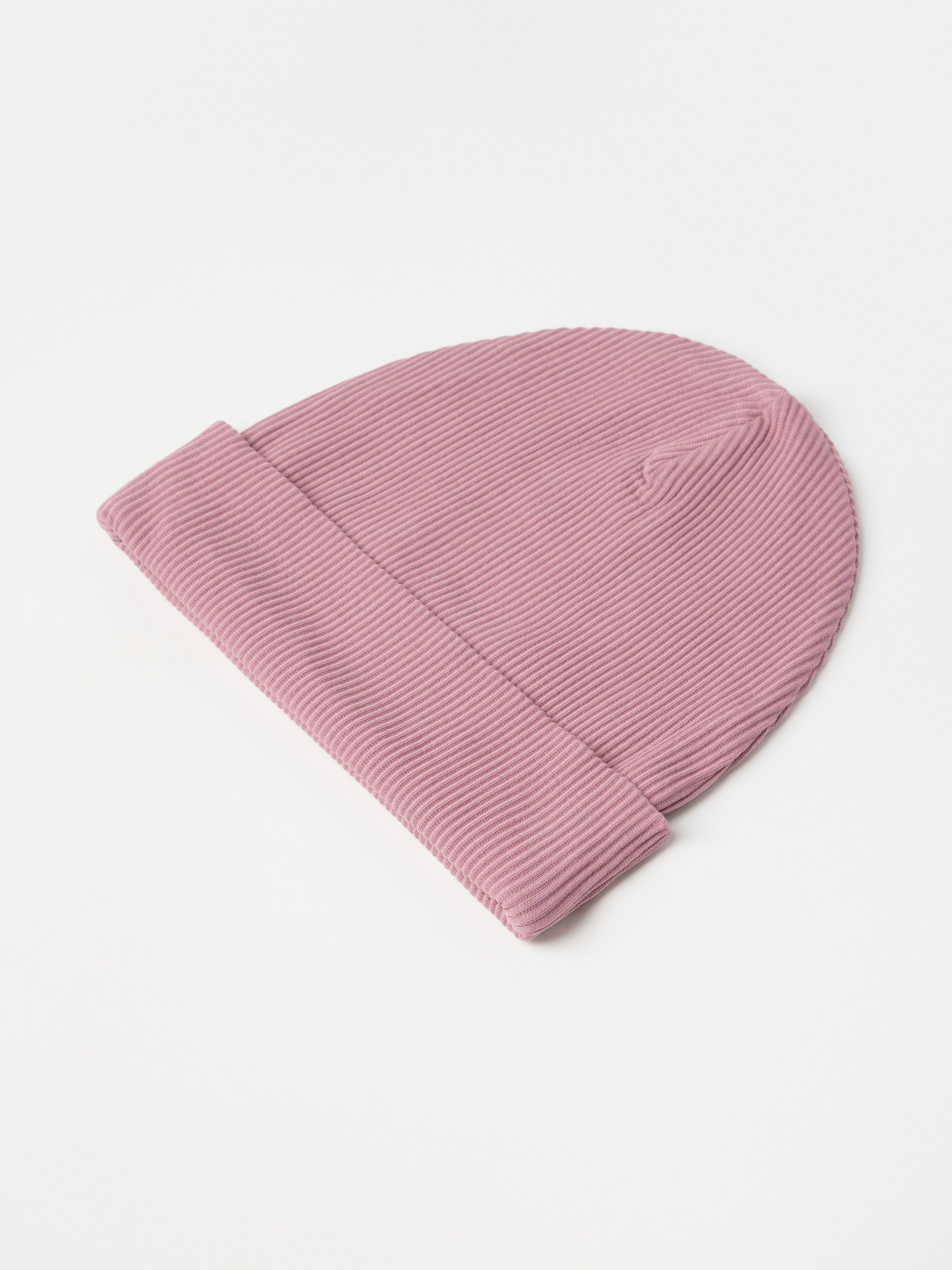 Gorro canelado rosa-claro