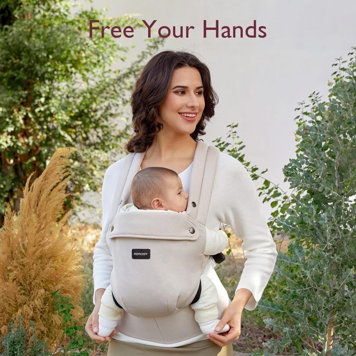 Momcozy-kantoreppu, ergonominen kantoreppu, sopii vauvoille 3,2–20 kg, valkoinen