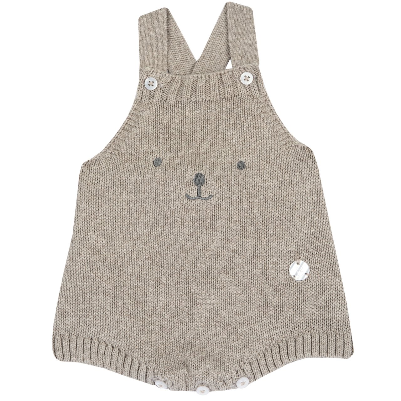 Beige gestrickte kurze Latzhose