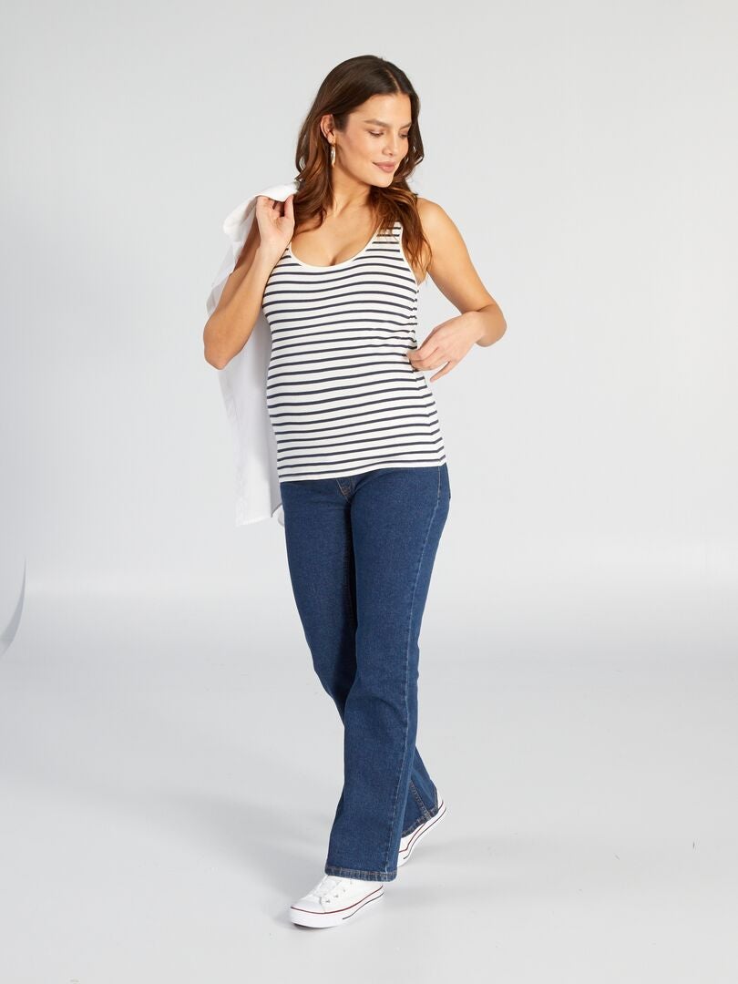Calça jeans flare para gestantes - AZUL