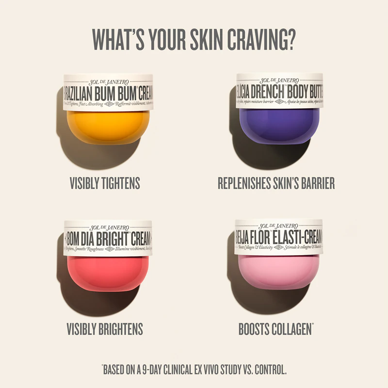 Creme firmador e suavizante Sol de Janeiro Brazilian Bum Bum para glúteos e quadris.
