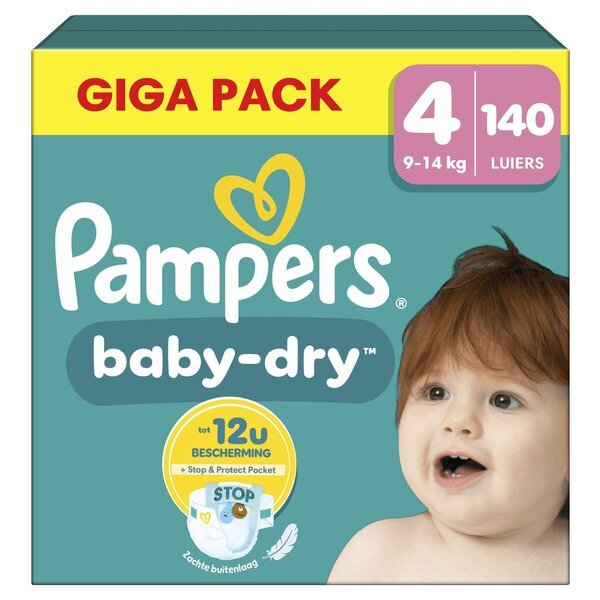 „Pampers Baby-Dry“ 4 dydžio sauskelnės<br>4 dydis (9–15 kg), 140 vnt.
