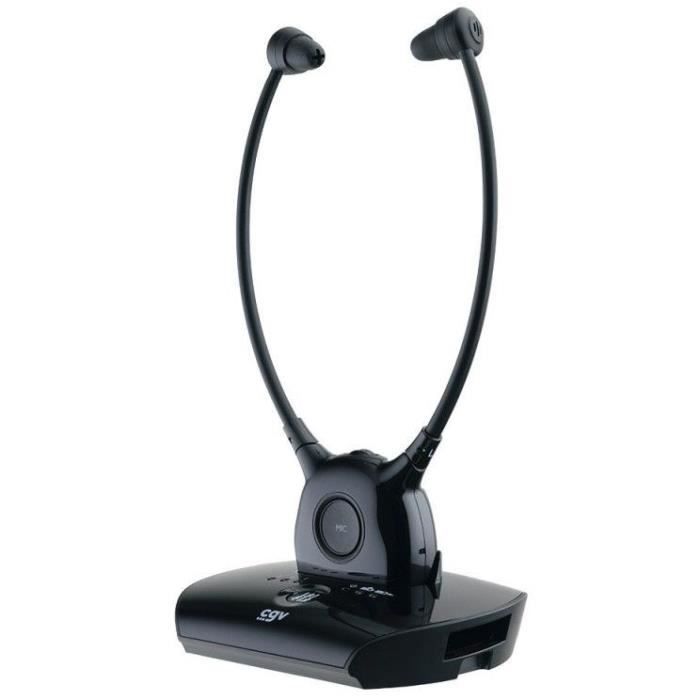 Cuffie TV wireless per anziani - CGV - DOLFIN ONYX - Microfono integrato - Leggere