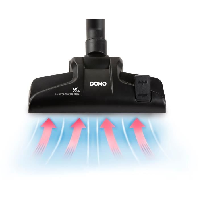 DOMO DO1033S - Aspiradora compacta con bolsa, 450 W - Filtro HEPA10. Radio de acción de 7 m. Capacidad de la bolsa: 1,5 L. Manguera de plástico.