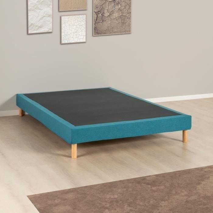 Base de cama tapizada - 140x190 cm - Azul turquesa - Kit - DEKO DREAM Eazyx