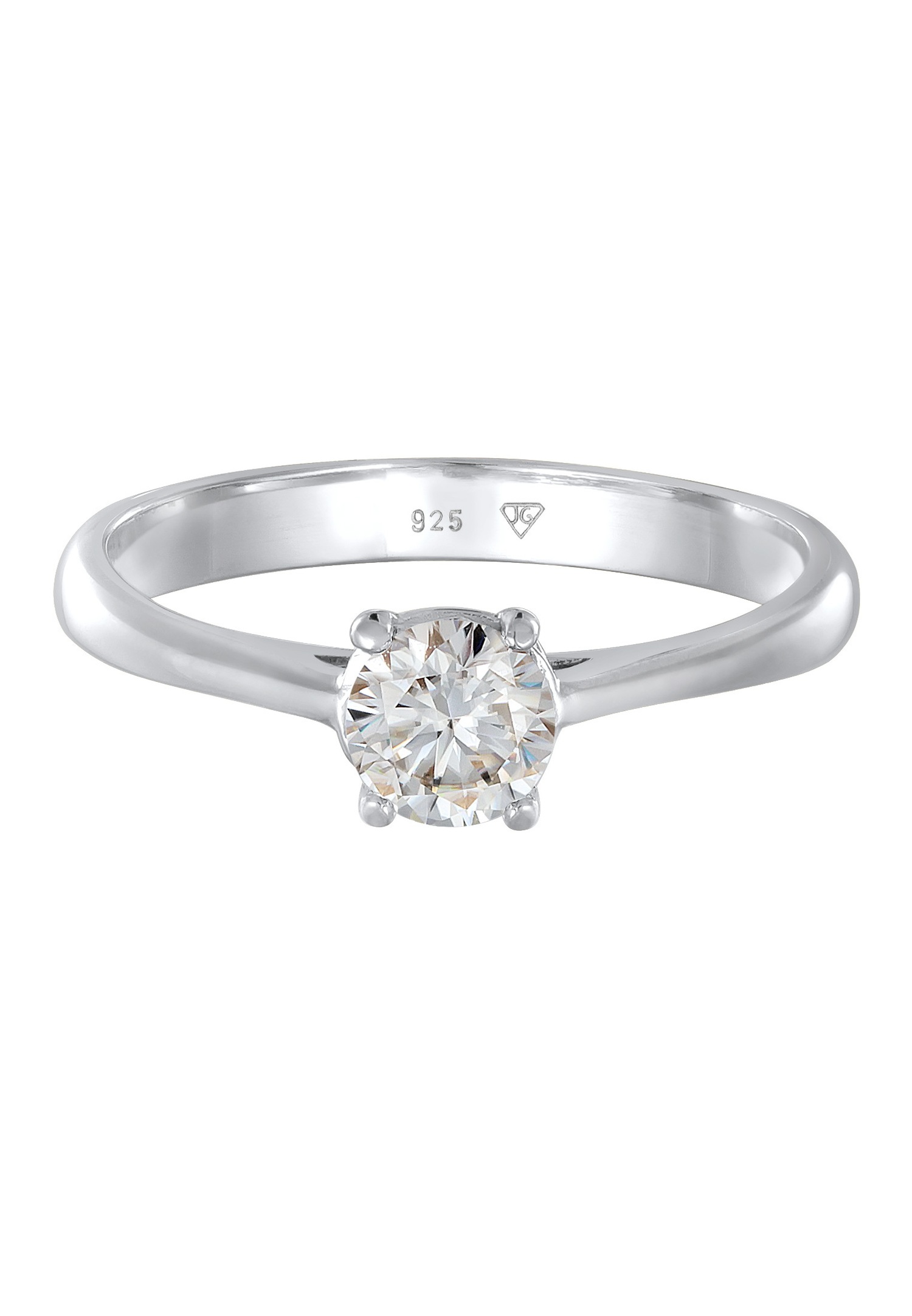 Elli PREMIUM Femmes Bague de fiançailles Solitaire avec Moissanite en Argent Sterling 925 Plaqué Or