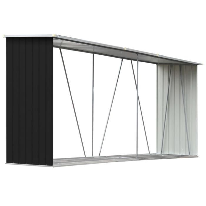 Abri de stockage Abri de Jardin pour range-bûches porte-bûches à bois Acier galvanisé 330x84x152cm Anthracite