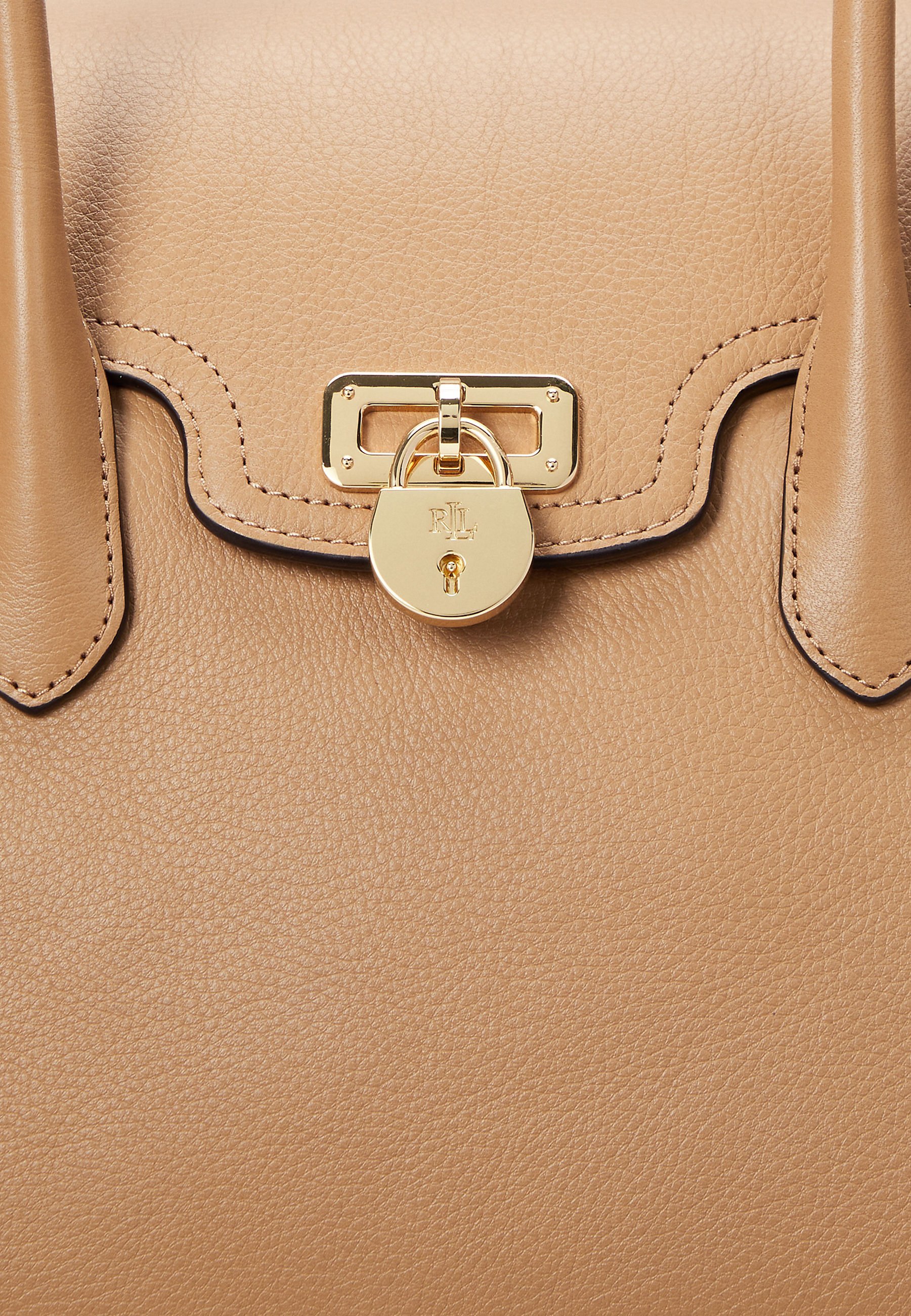 Borsa a mano grande in pelle martellata Lauren Ralph Lauren - colore beige