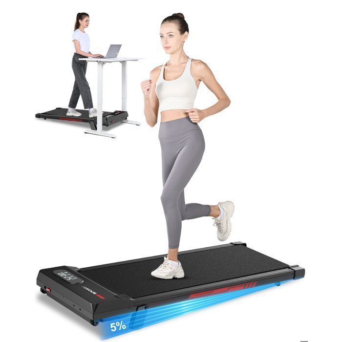 Cinta de correr y caminadora – BIGZZIA – 1-8 km/h – Inclinación del 5 % – Sistema de amortiguación de 5 capas – Control remoto y pantalla LED – Negro