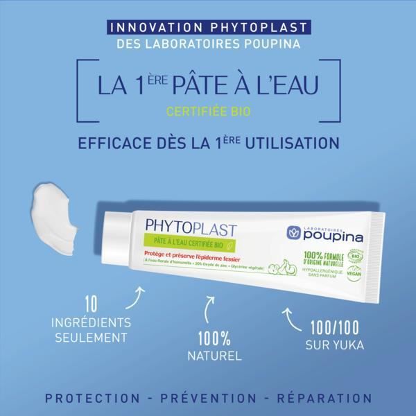 Poupina Soins Bébé Phytoplast Pâte à l'Eau Anti Rougeurs du Siège Bio 65g