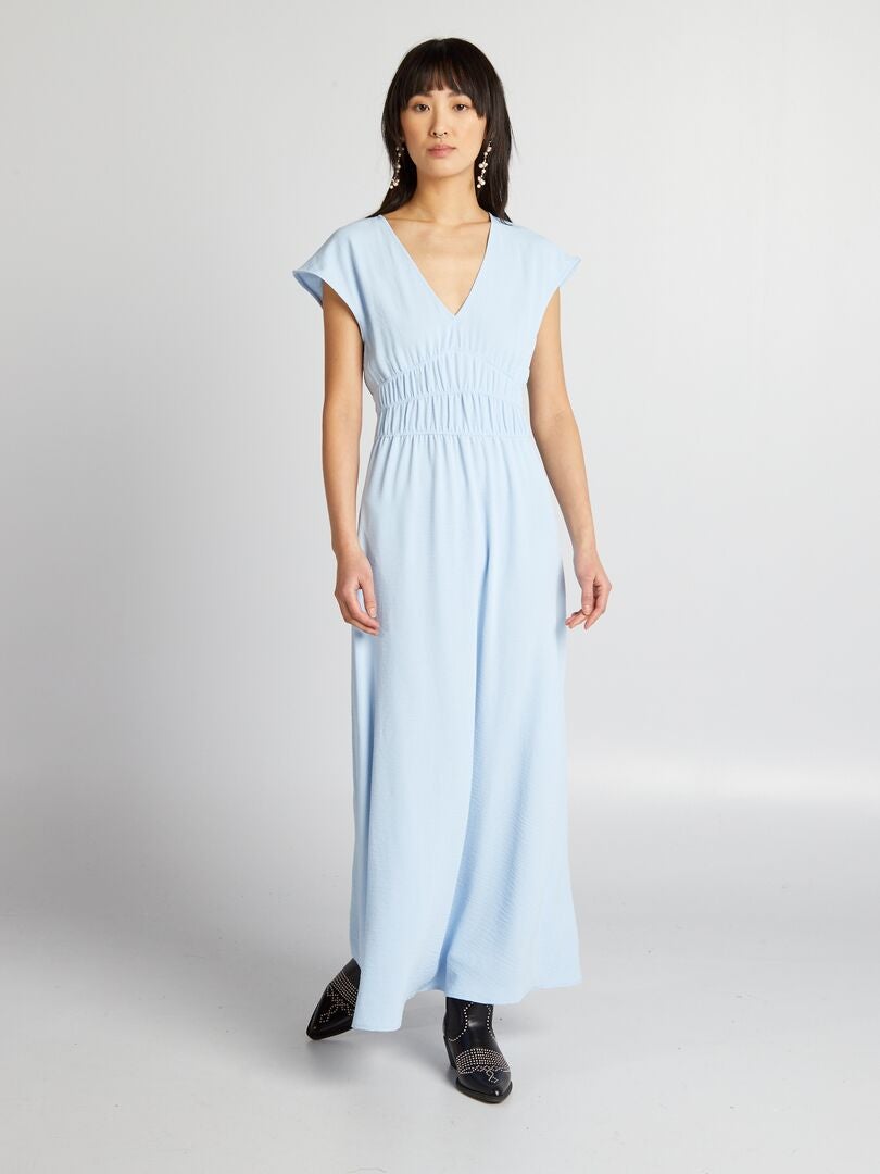 Lange mouwloze jurk - BLAUW