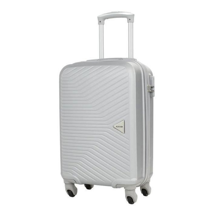 Maleta de cabina y neceser Alistair S - Colección Hierro - 4 ruedas - ABS ultrarresistente - Plata